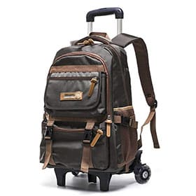 mochila de viaje con ruedas marron
